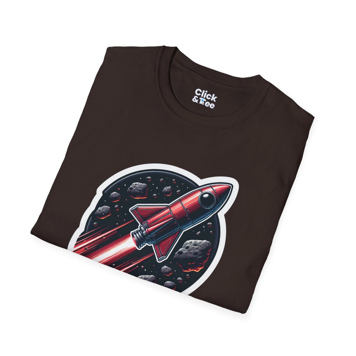 RealisticRetro Futuristic Rocketship Unique T-Shirt Image 1