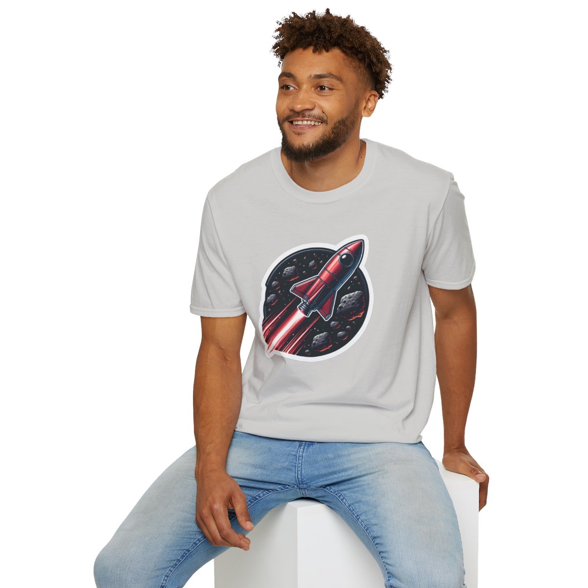 RealisticRetro Futuristic Rocketship Unique T-Shirt Image 7