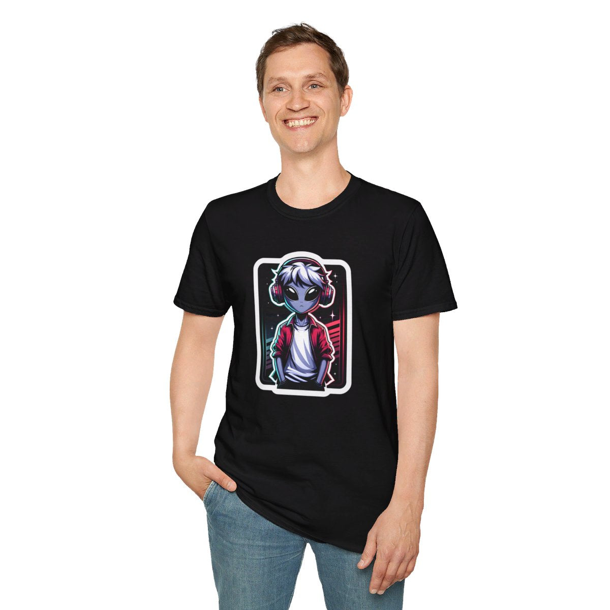 Shonen AnimeAlien wearing a trendy t-shirt Unique T-Shirt Image 4