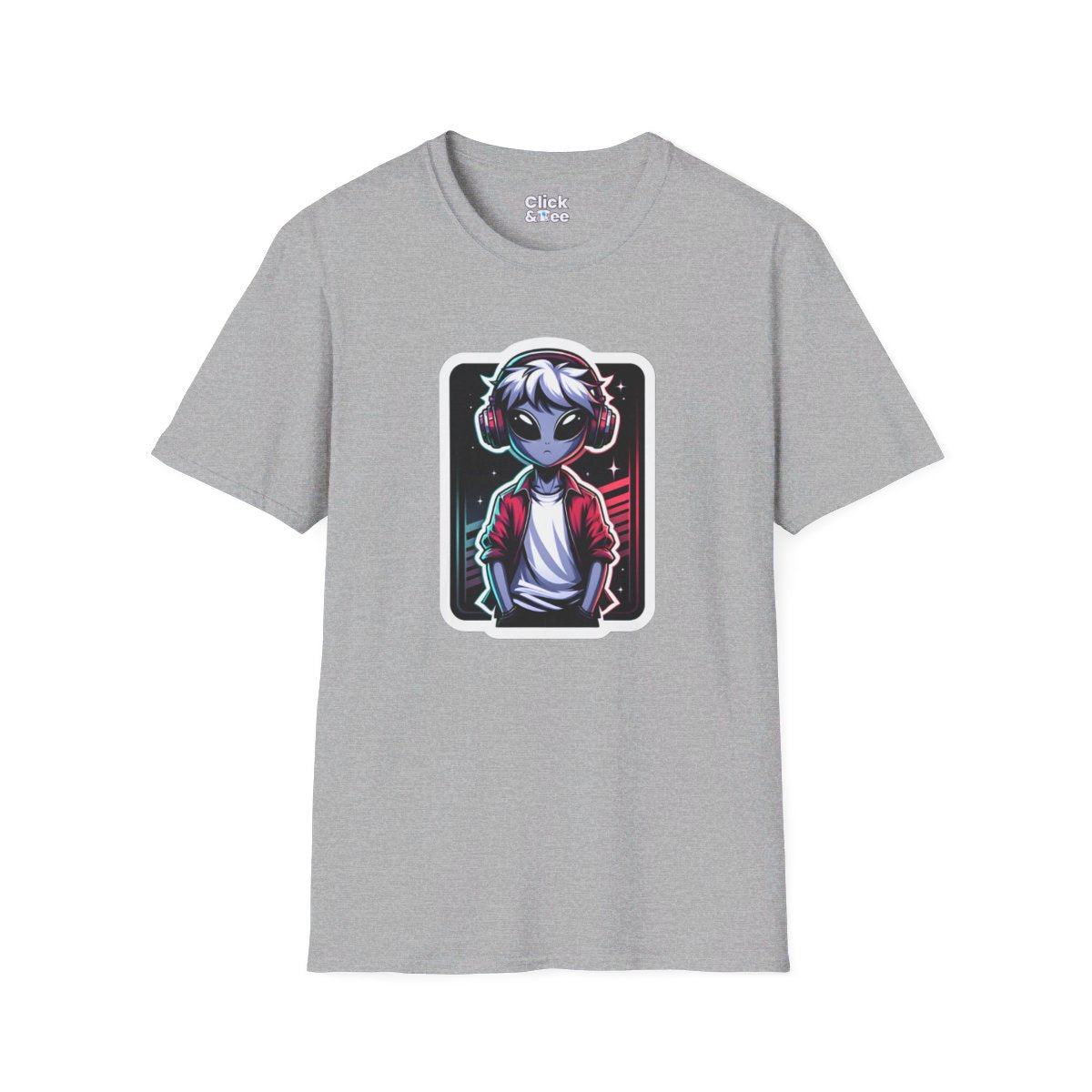 Shonen AnimeAlien wearing a trendy t-shirt Unique T-Shirt Image 2