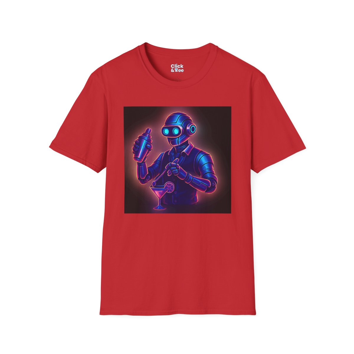 SynthwaveRobot Bartender Unique T-Shirt Image 13