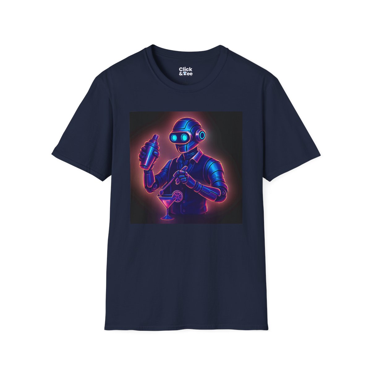 SynthwaveRobot Bartender Unique T-Shirt Image 15