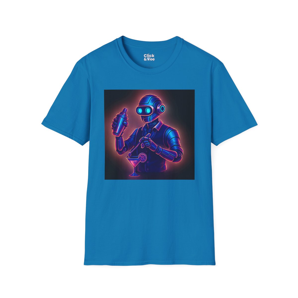 SynthwaveRobot Bartender Unique T-Shirt Image 11