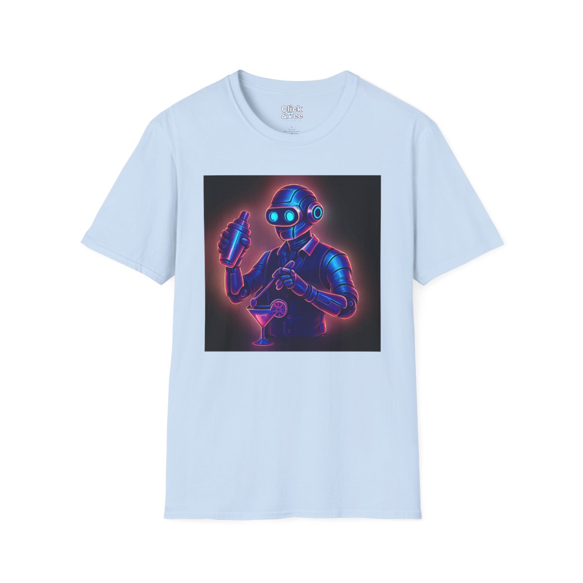 SynthwaveRobot Bartender Unique T-Shirt Image 3