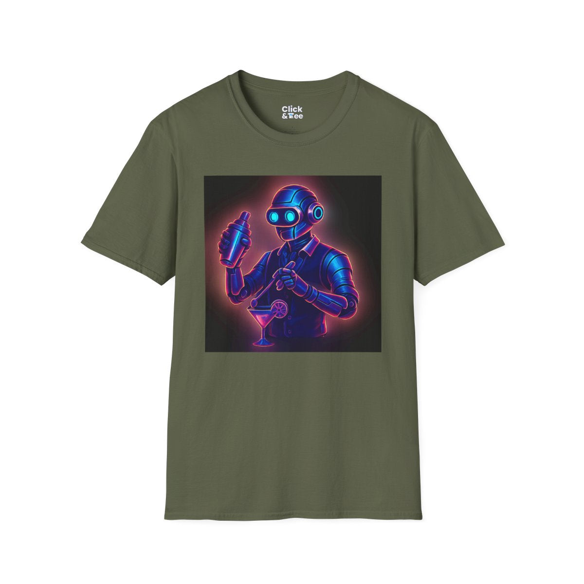 SynthwaveRobot Bartender Unique T-Shirt Image 17