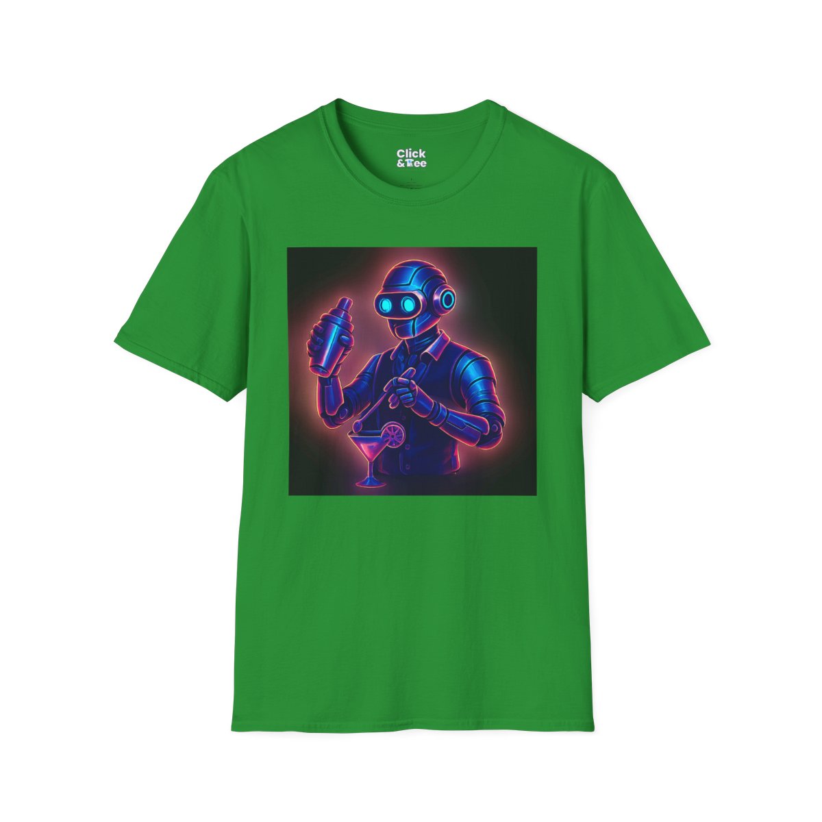 SynthwaveRobot Bartender Unique T-Shirt Image 2