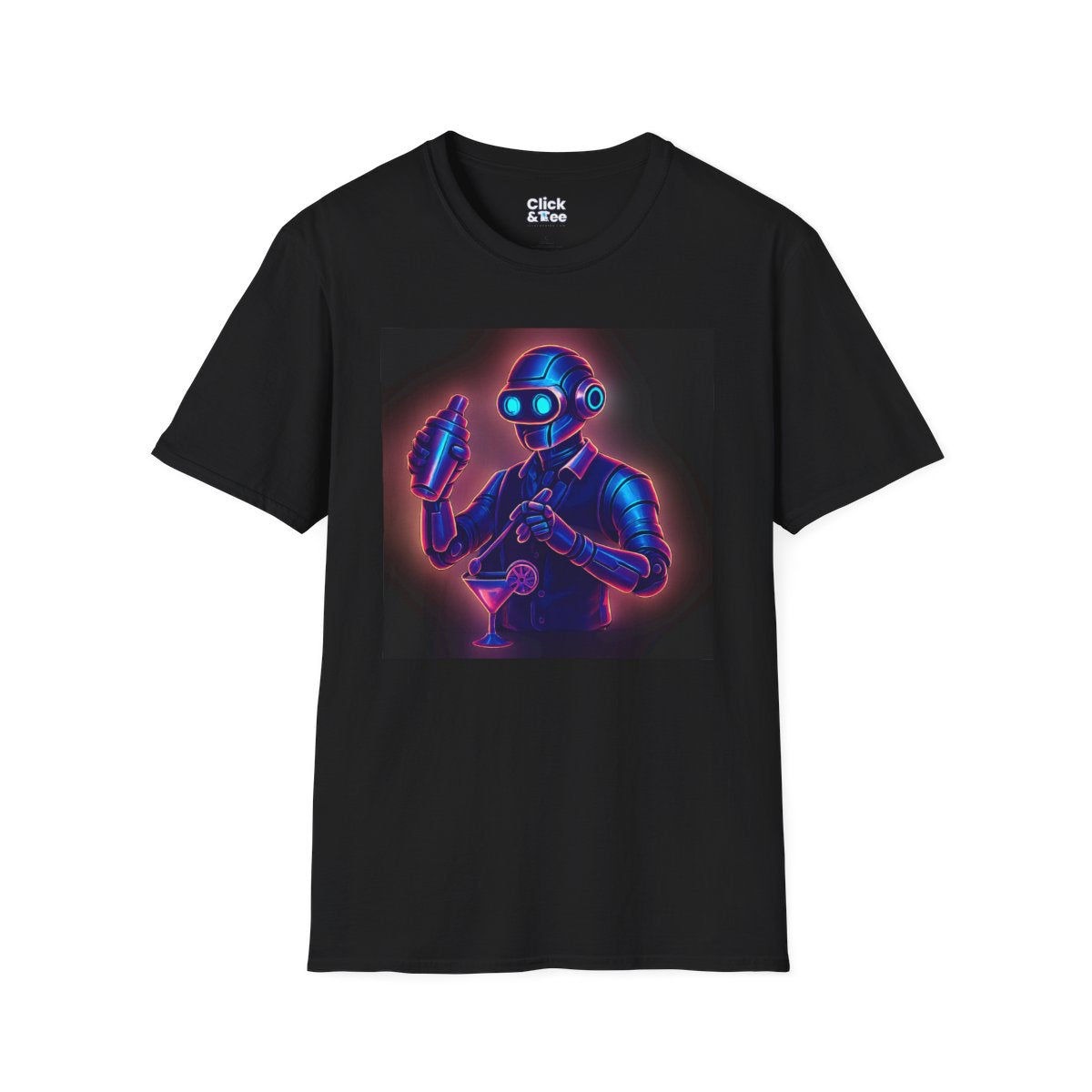 SynthwaveRobot Bartender Unique T-Shirt Image 10