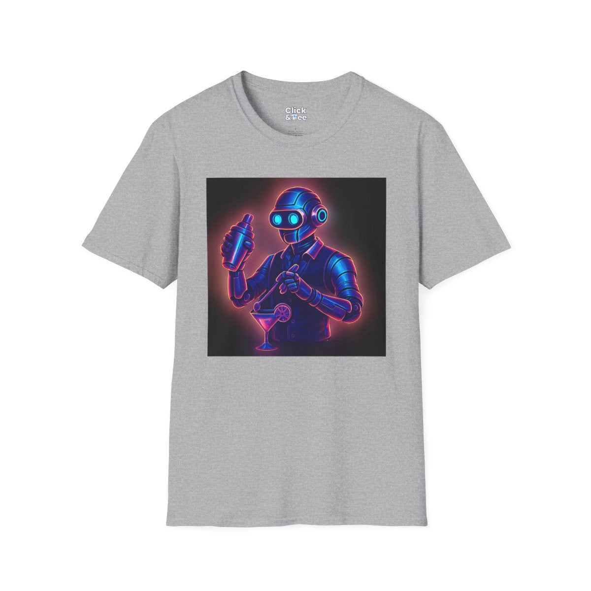SynthwaveRobot Bartender Unique T-Shirt Image 14