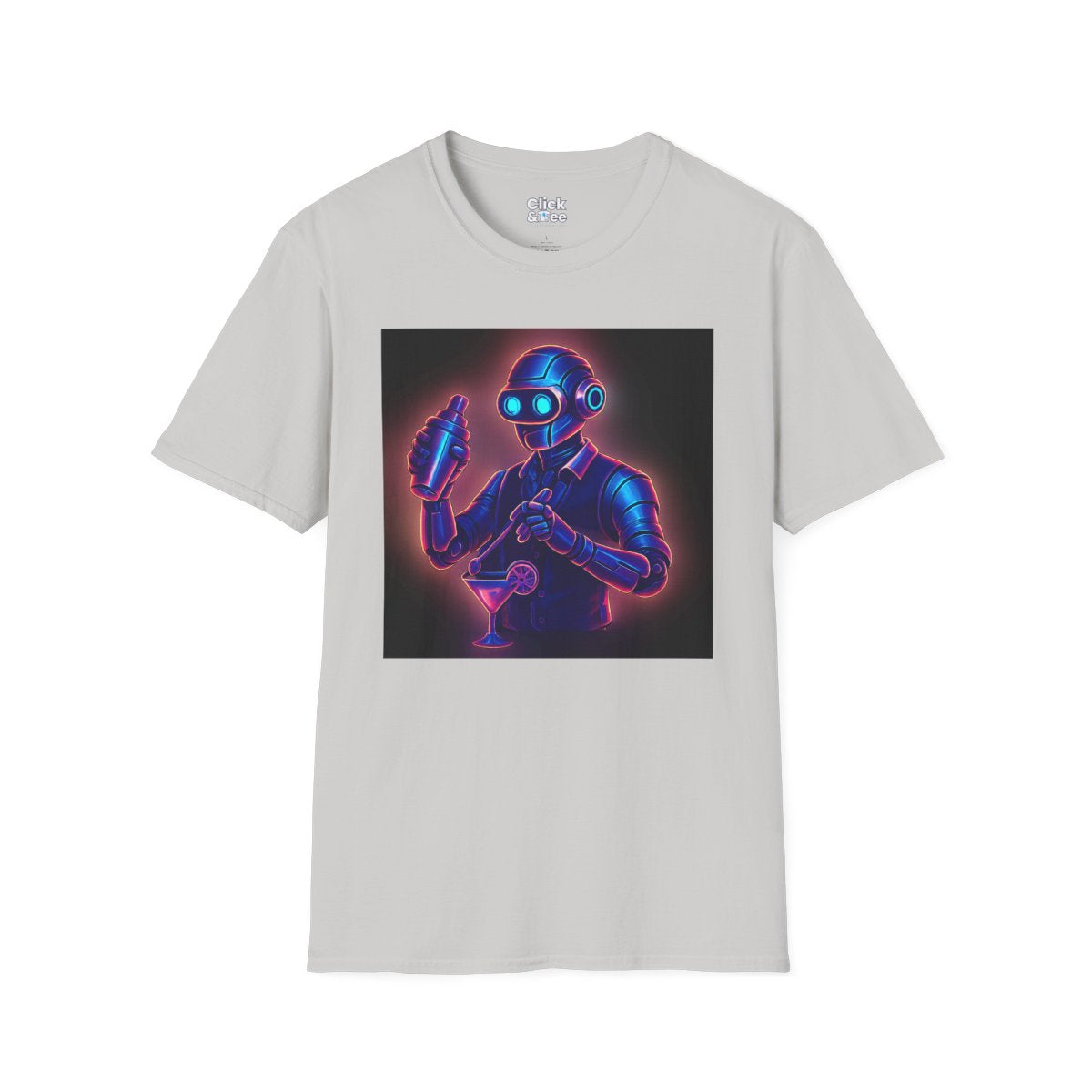 SynthwaveRobot Bartender Unique T-Shirt Image 12