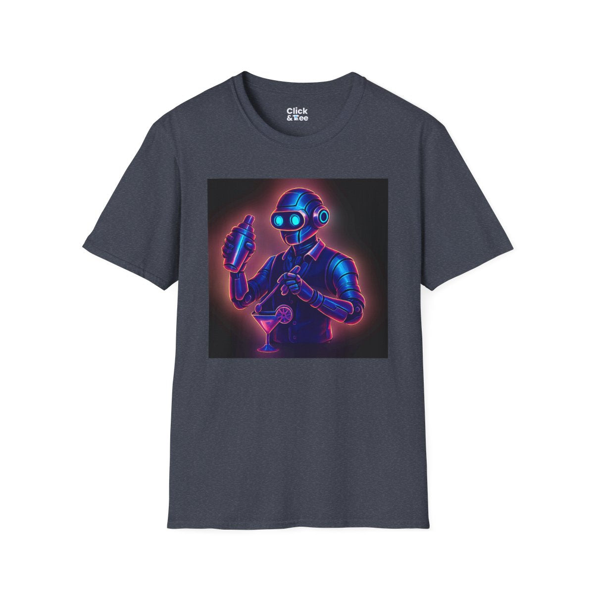 SynthwaveRobot Bartender Unique T-Shirt Image 5