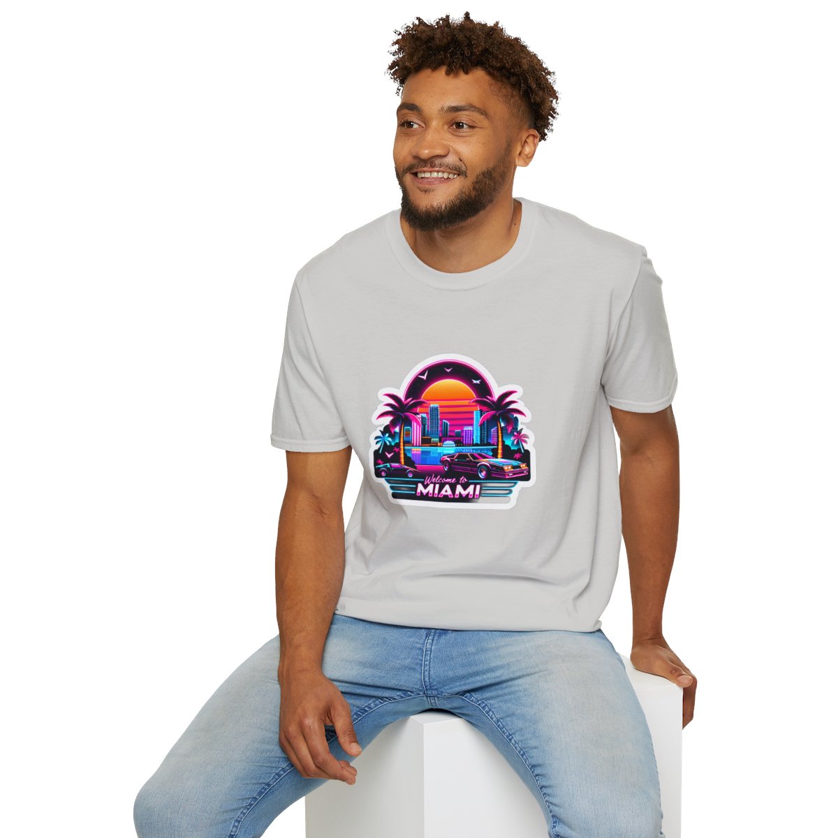 SynthwaveMiami Beach Unique T-Shirt Image 7