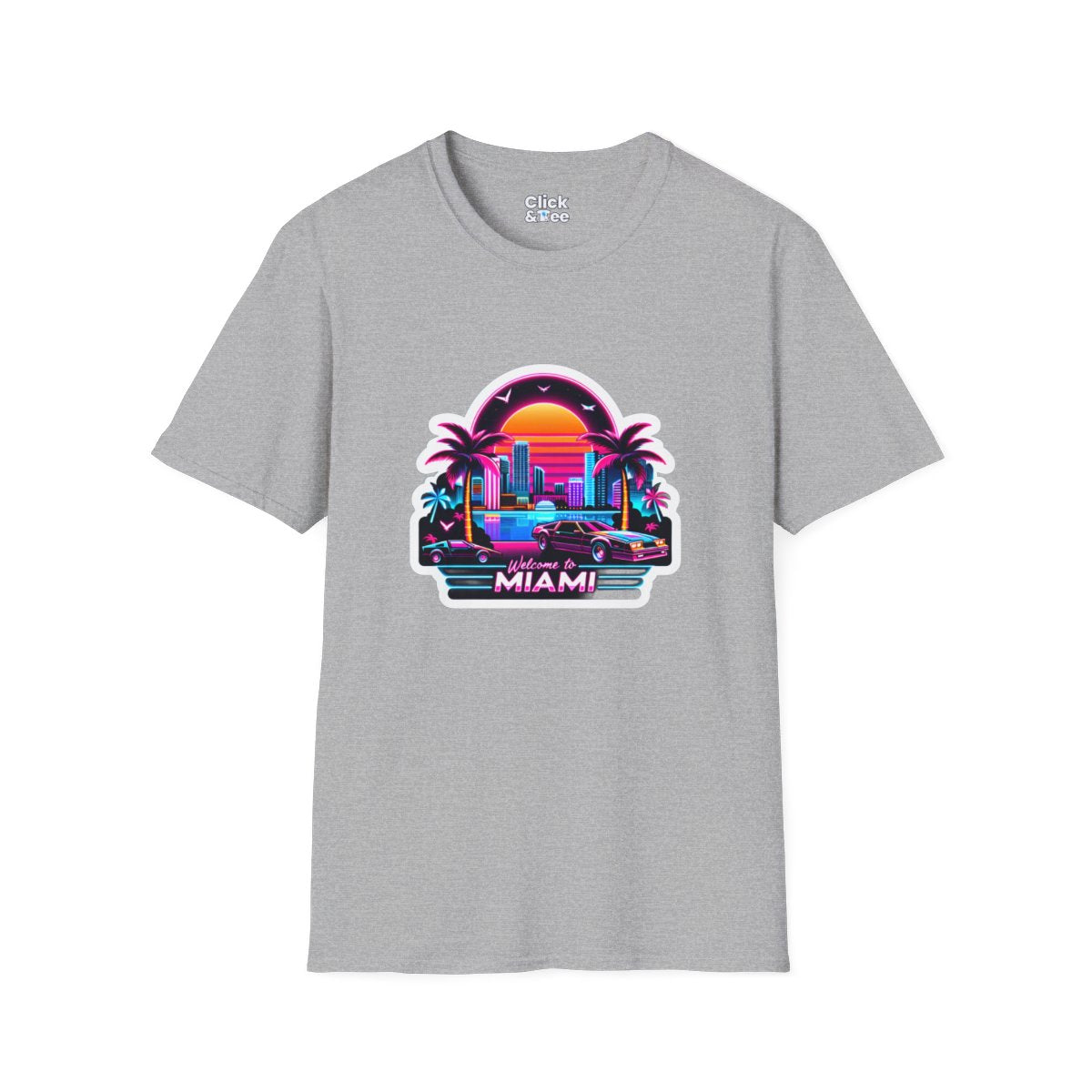 SynthwaveMiami Beach Unique T-Shirt Image 2