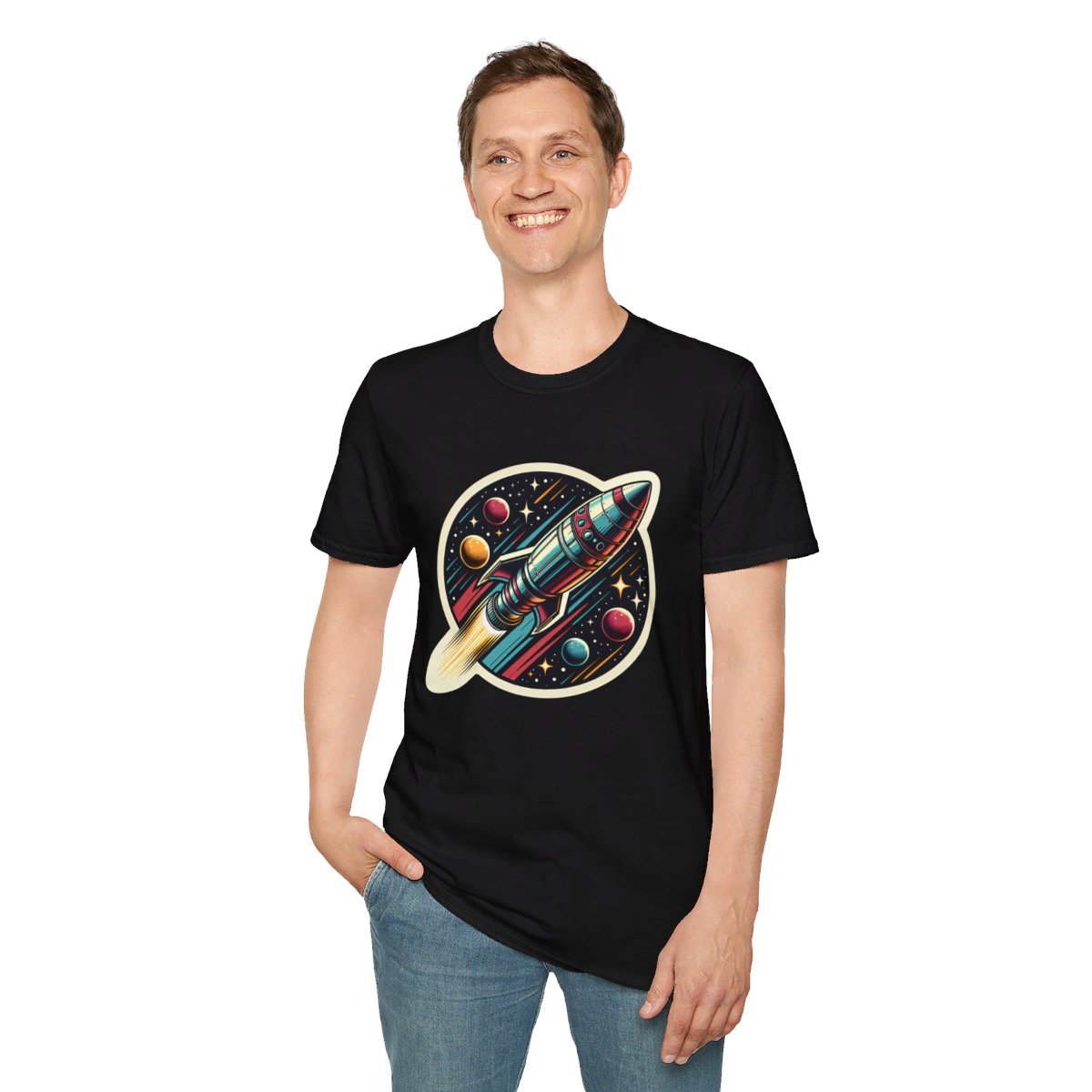 VintageClassic Rocketship Unique T-Shirt Image 4