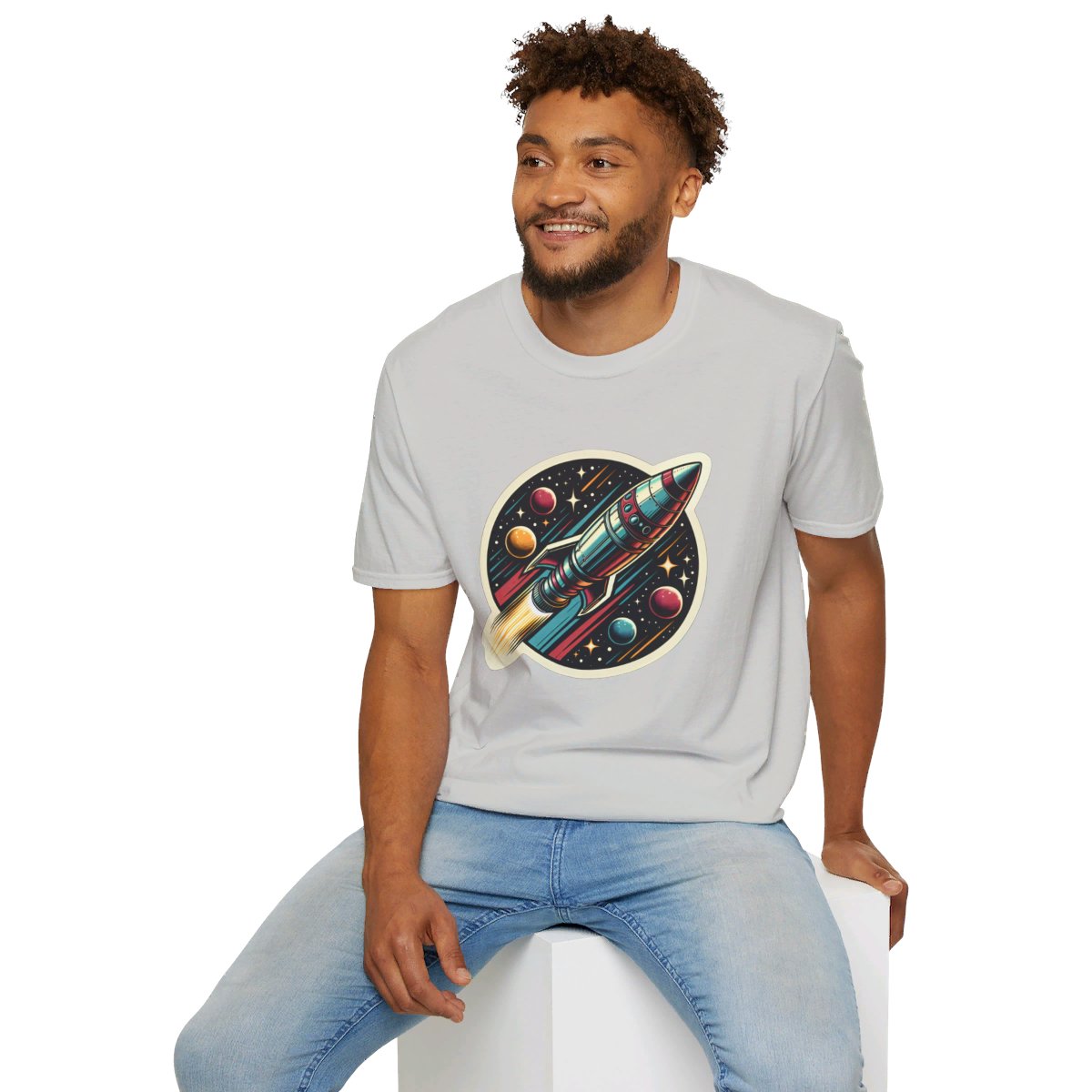 VintageClassic Rocketship Unique T-Shirt Image 7