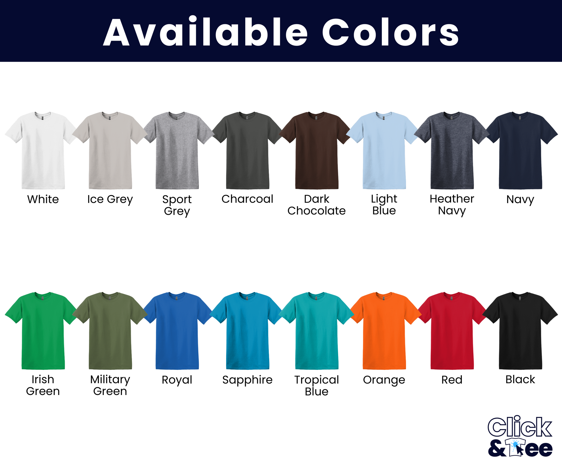 Available T-Shirt Colors