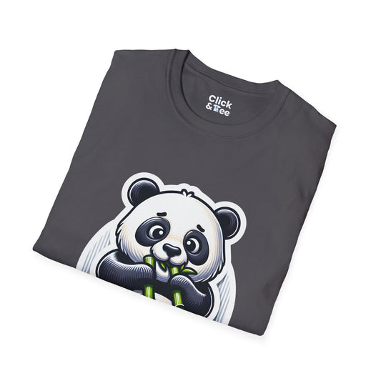 Realistic T-Shirt - Hungry Panda Eating Bamboo - Realistic Style T-Shirt
