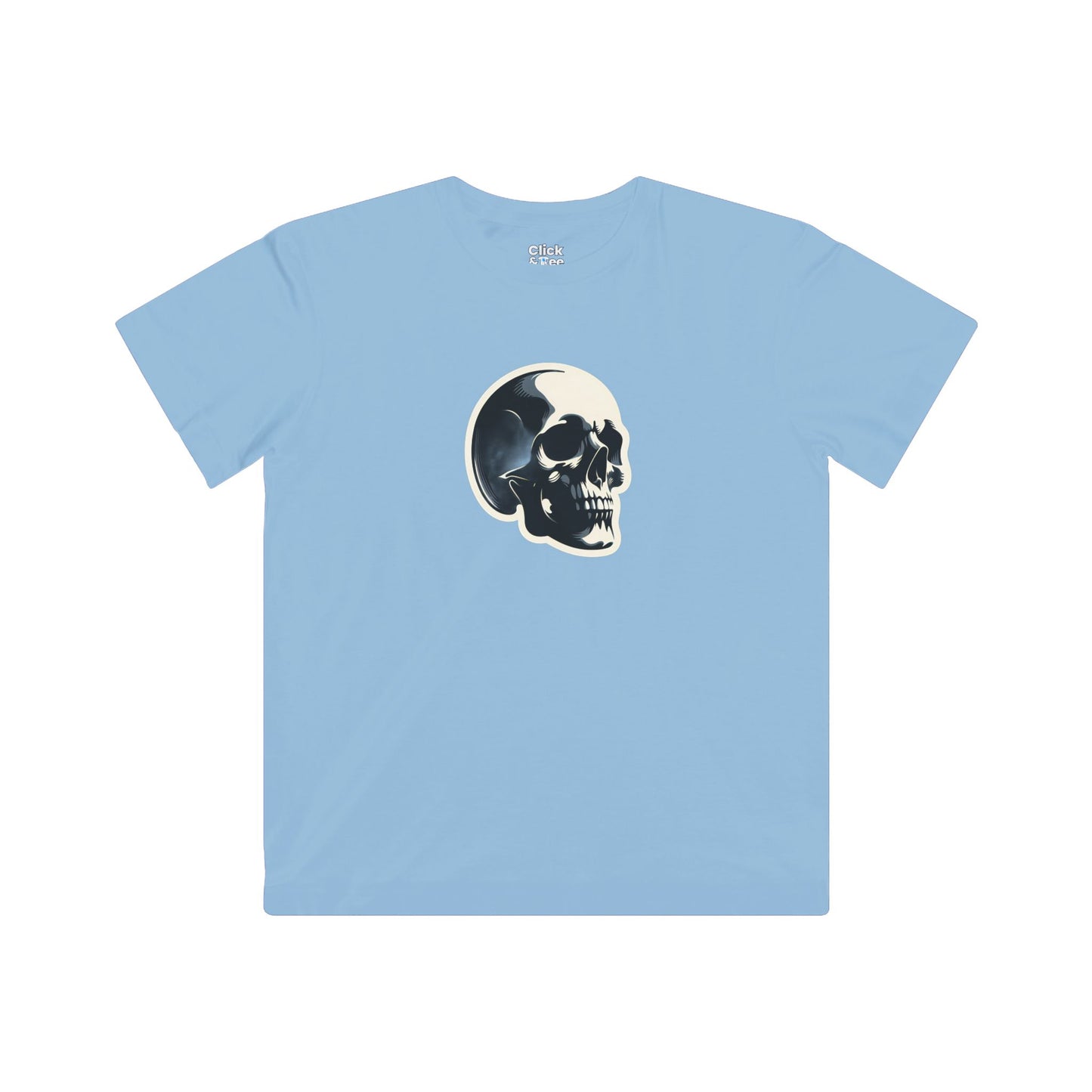 Kids Graphic Art T-Shirt - Mysterious Skull Skull with shadows, viewed from three quarters - Graphic Art Style T-Shirt
