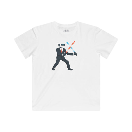 Kids Modern T-Shirt - Robotic Corporate Manager Dueling with Laser Swords - Modern Style T-Shirt
