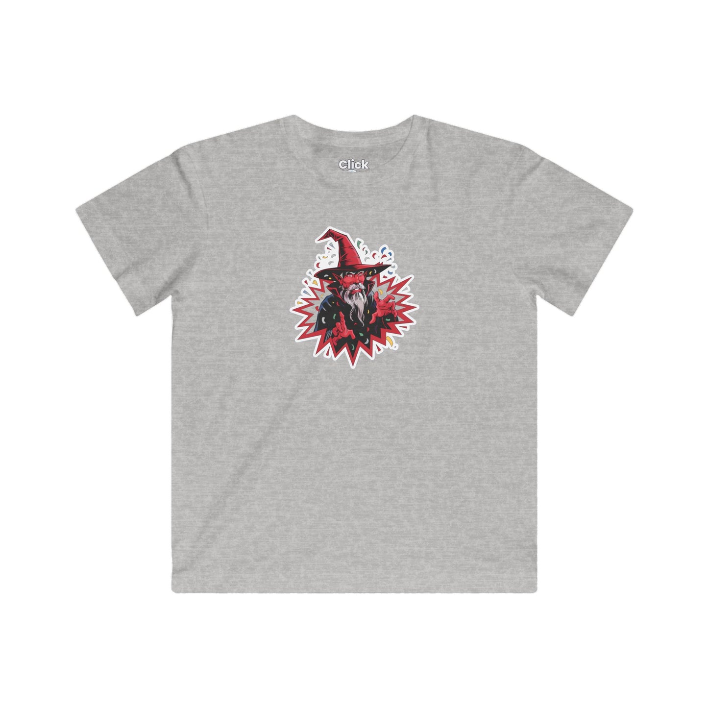 Kids Comic T-Shirt - Red Warlock Exploding with Confetti - Comic Style T-Shirt