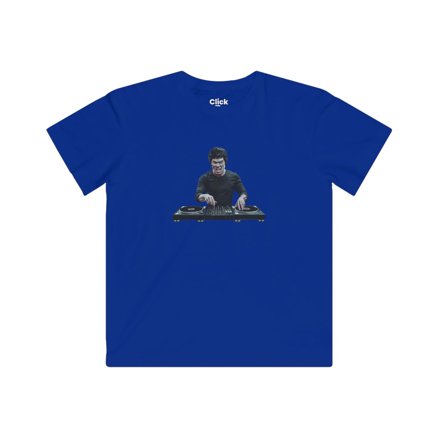 Kids Realistic T-Shirt - Angry Bruce Lee DJing - Realistic Style T-Shirt