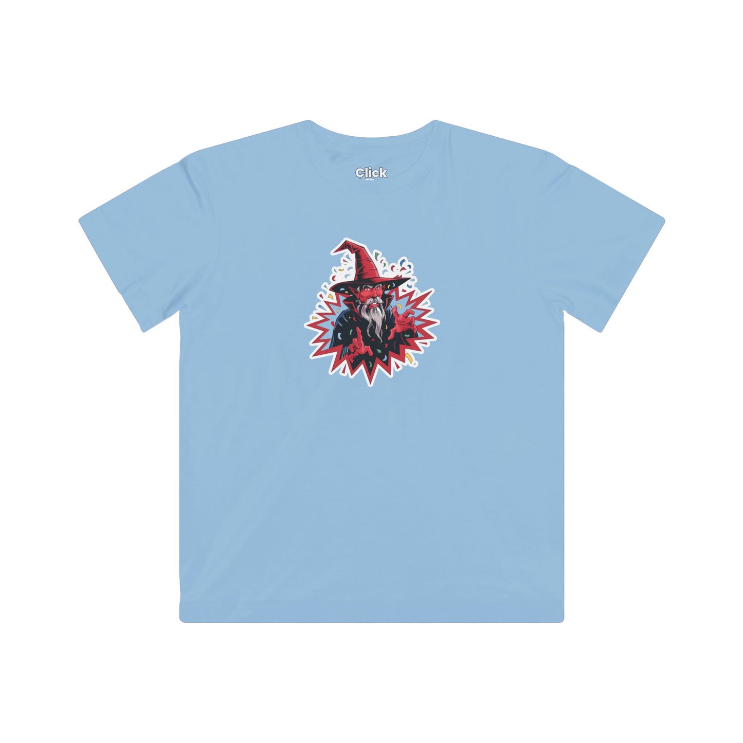Kids Comic T-Shirt - Red Warlock Exploding with Confetti - Comic Style T-Shirt