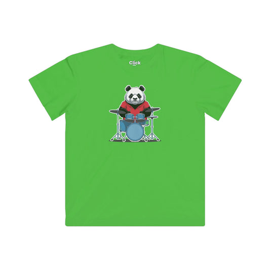Kids Graphic Art T-Shirt - Angry Panda Playing a drum set - Graphic Art Style T-Shirt