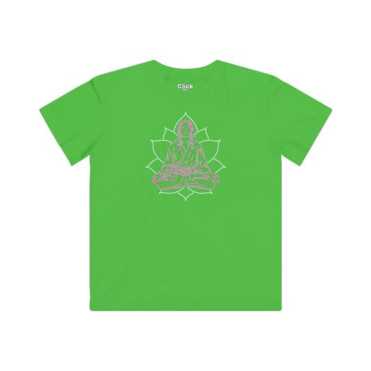 Kids 80s Neon T-Shirt - Enlightened Mystic Meditating - 80s Neon Style T-Shirt