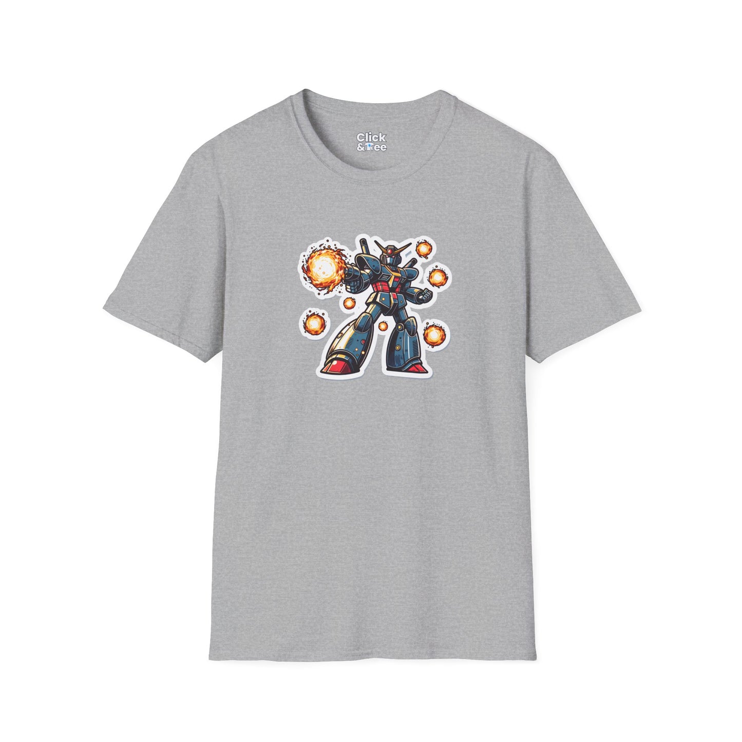 Shonen Anime T-Shirt - Magical Robot Shooting fireballs - Shonen Anime Style T-Shirt