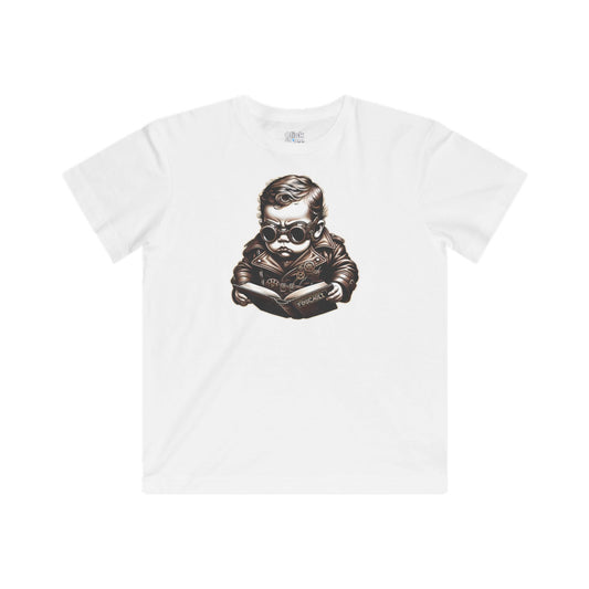 Kids Steampunk T-Shirt - Brooding Intense Toddler Reading Foucault - Steampunk Style T-Shirt
