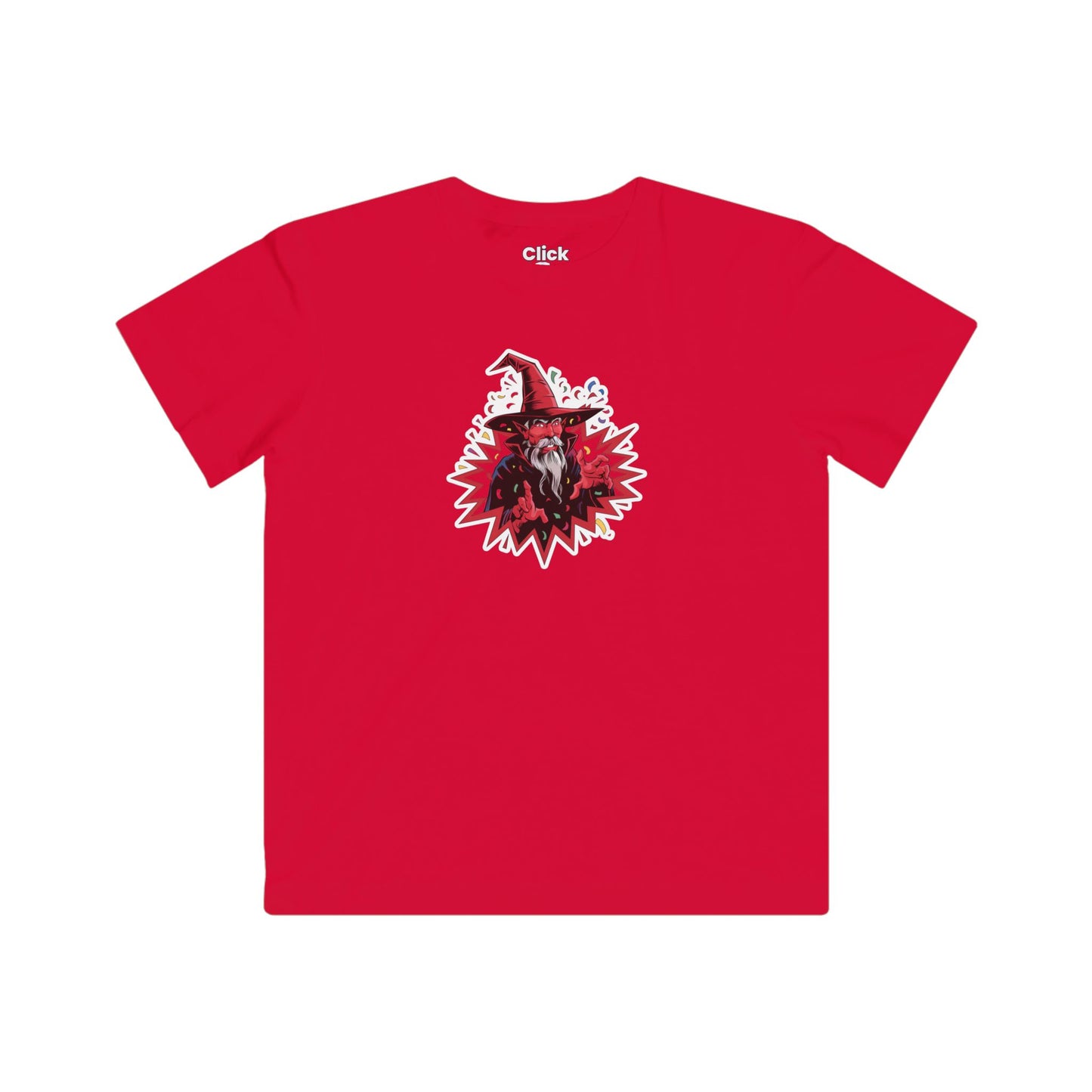 Kids Comic T-Shirt - Red Warlock Exploding with Confetti - Comic Style T-Shirt