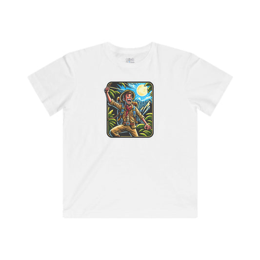 Kids Comic T-Shirt - Happy Adventurer Exploring the Unknown - Comic Style T-Shirt