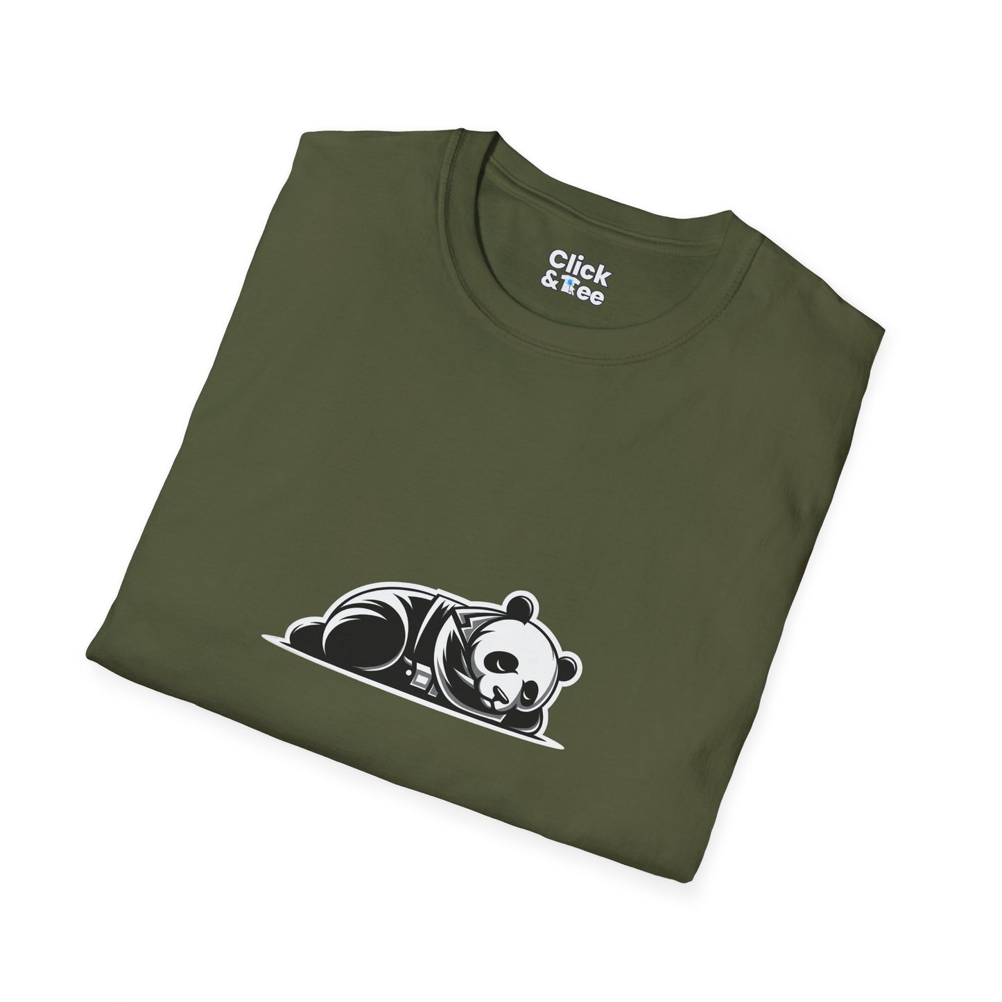 Unique T-Shirt - Sleepy Panda Eating rainbow ice cream - Vector Style T-Shirt