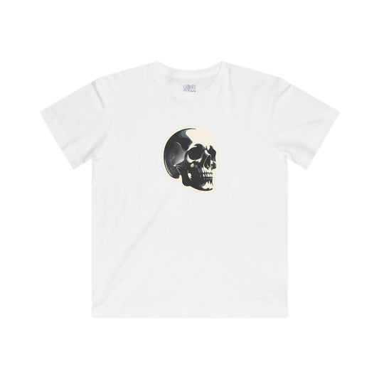 Kids Graphic Art T-Shirt - Mysterious Skull Skull with shadows, viewed from three quarters - Graphic Art Style T-Shirt