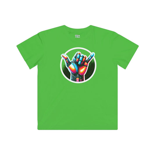 Kids Futuristic T-Shirt - Vivid Hand Making the Aloha Sign - Futuristic Style T-Shirt