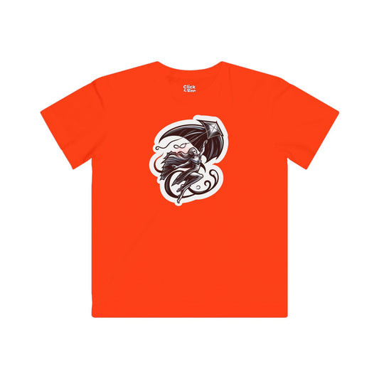 Kids Modern T-Shirt - Graceful Vampire Flying a Kite - Modern Style T-Shirt
