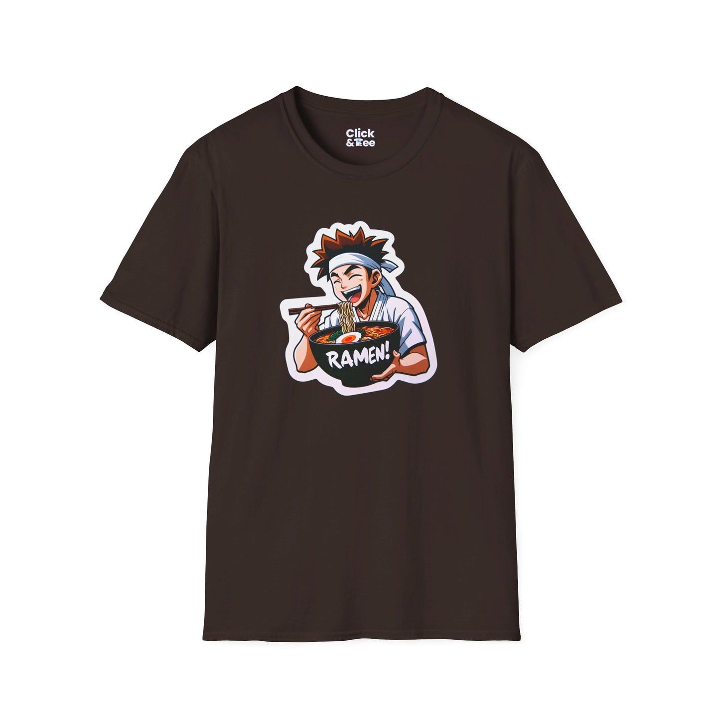 Harem Anime T-Shirt - Happy Kung-Fu Kid Eating a hot bowl of ramen - Harem Anime Style T-Shirt