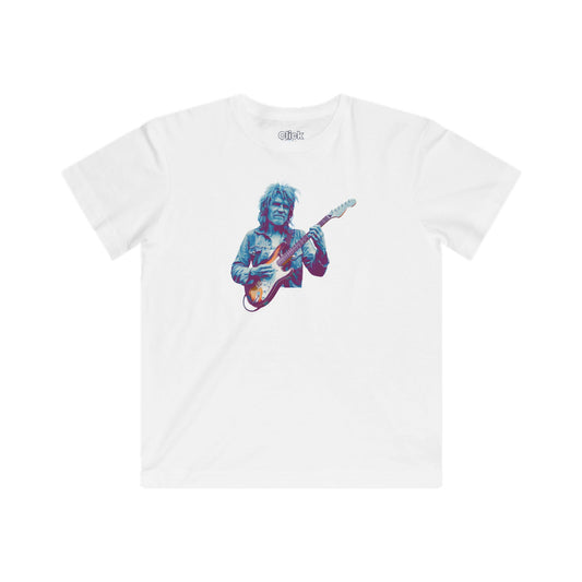 Kids Psychadelic T-Shirt - Funky Guitar player  Man jamming on electic guitar with rugged hippie appearance. - Psychadelic Style T-Shirt