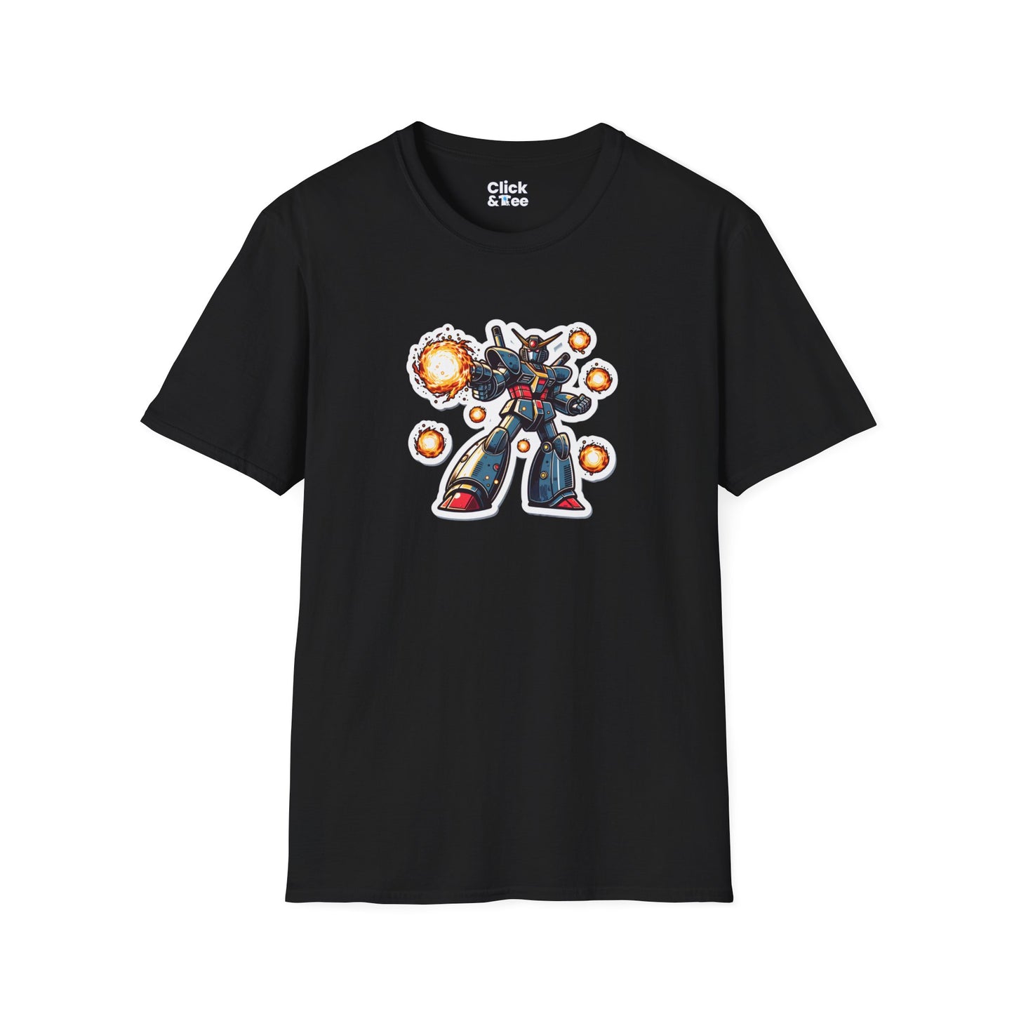 Shonen Anime T-Shirt - Magical Robot Shooting fireballs - Shonen Anime Style T-Shirt