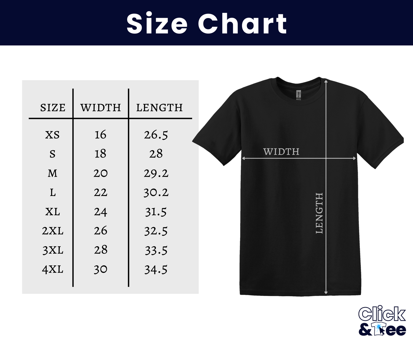 T-Shirt Size Chart