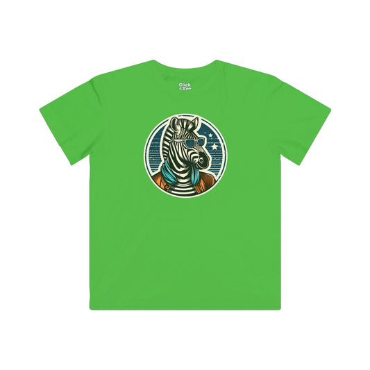 Kids Vintage T-Shirt - Fancy Zebra Wearing a Trendy T-Shirt - Vintage Style T-Shirt