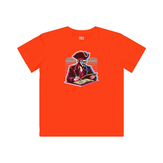 Kids 80s Neon T-Shirt - Retro Pirate Studying Intensely - 80s Neon Style T-Shirt