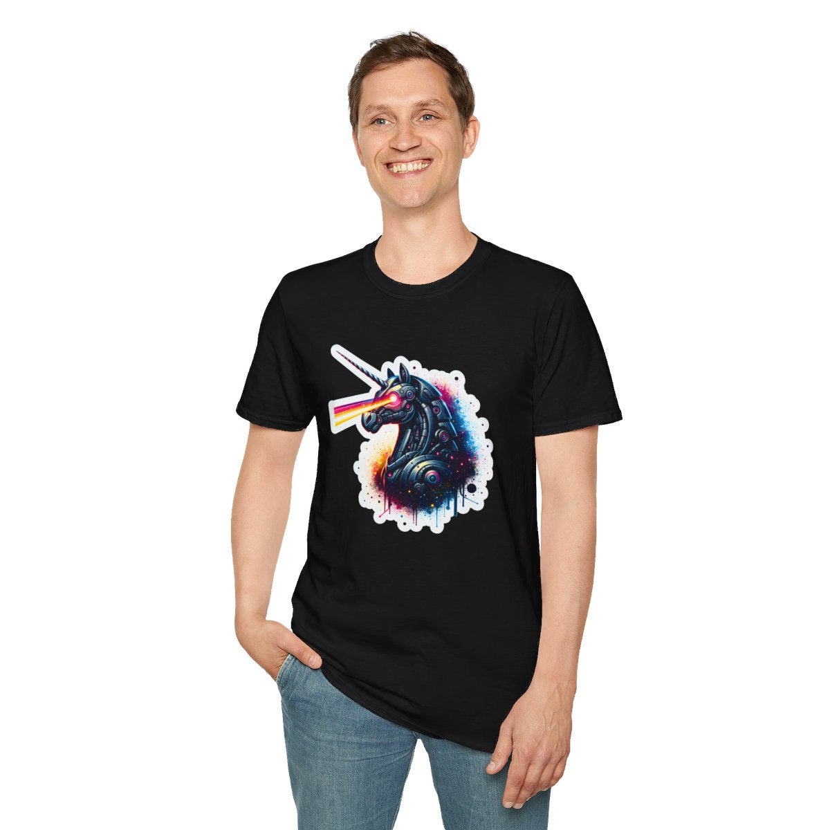 Color SplatterRobot Unicorn Unique T-Shirt  Image 4
