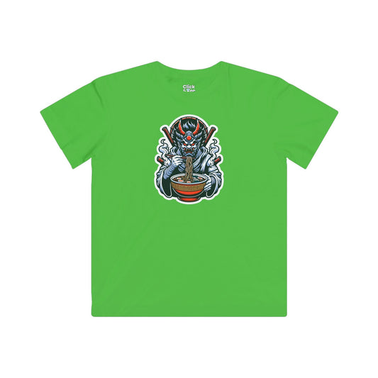 Kids Digital Art T-Shirt - Powerful Guardian Eating a Hot Bowl of Ramen - Digital Art Style T-Shirt