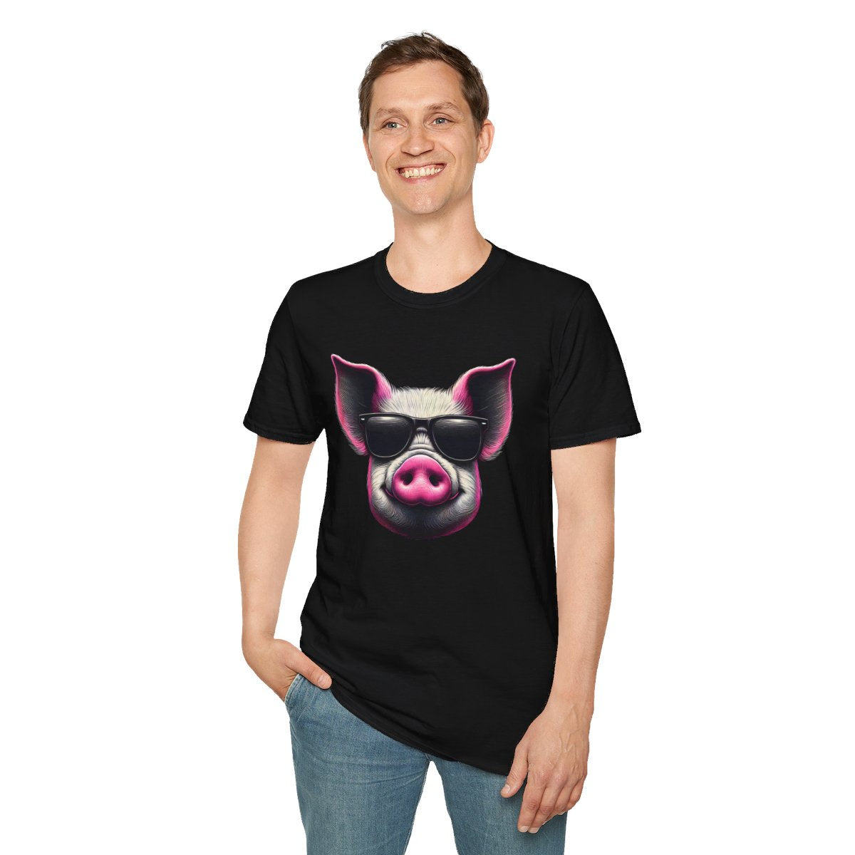 Graphic ArtPink Pig Face Unique T-Shirt  Image 4