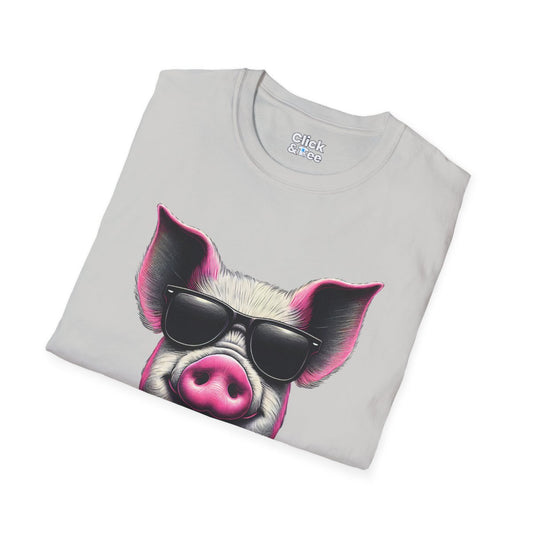 Graphic ArtPink Pig Face Unique T-Shirt Image 1