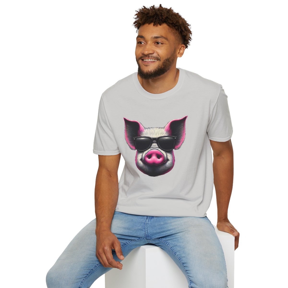 Graphic ArtPink Pig Face Unique T-Shirt Image 7