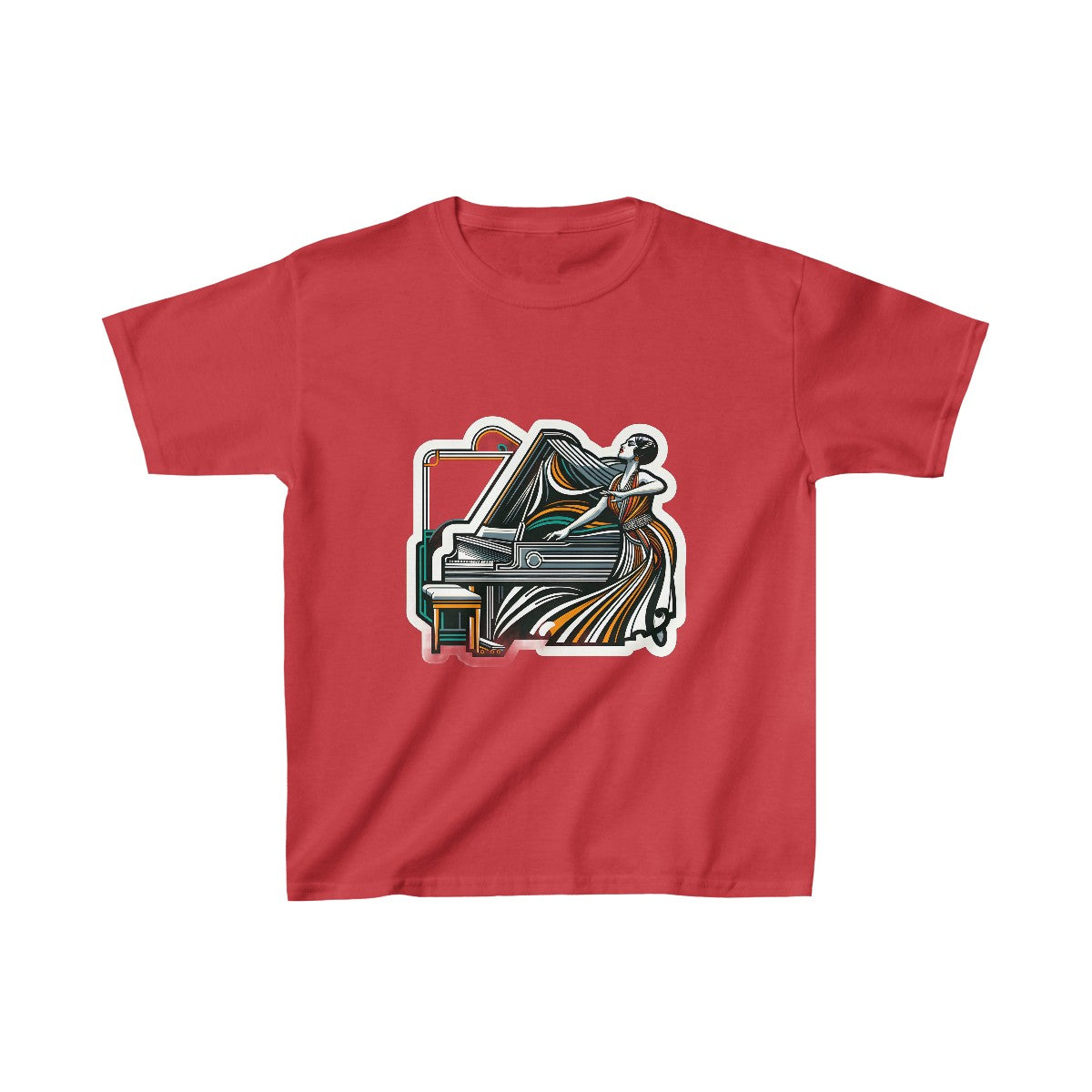Kids Art DecoPianist T-Shirt Image 11