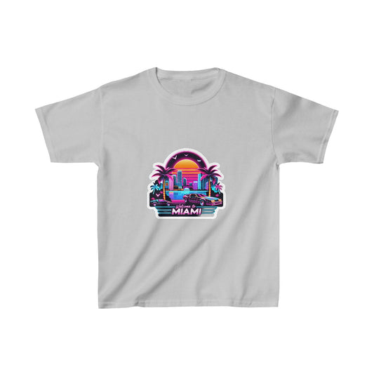 Kids SynthwaveMiami Beach T-Shirt Image 1