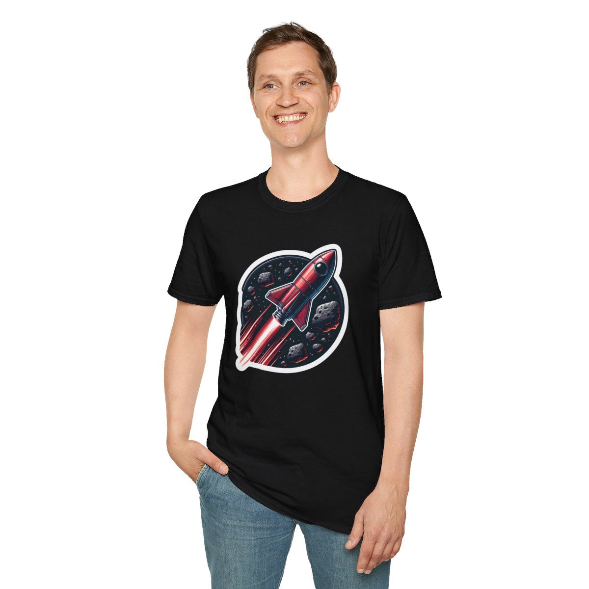 RealisticRetro Futuristic Rocketship Unique T-Shirt  Image 4
