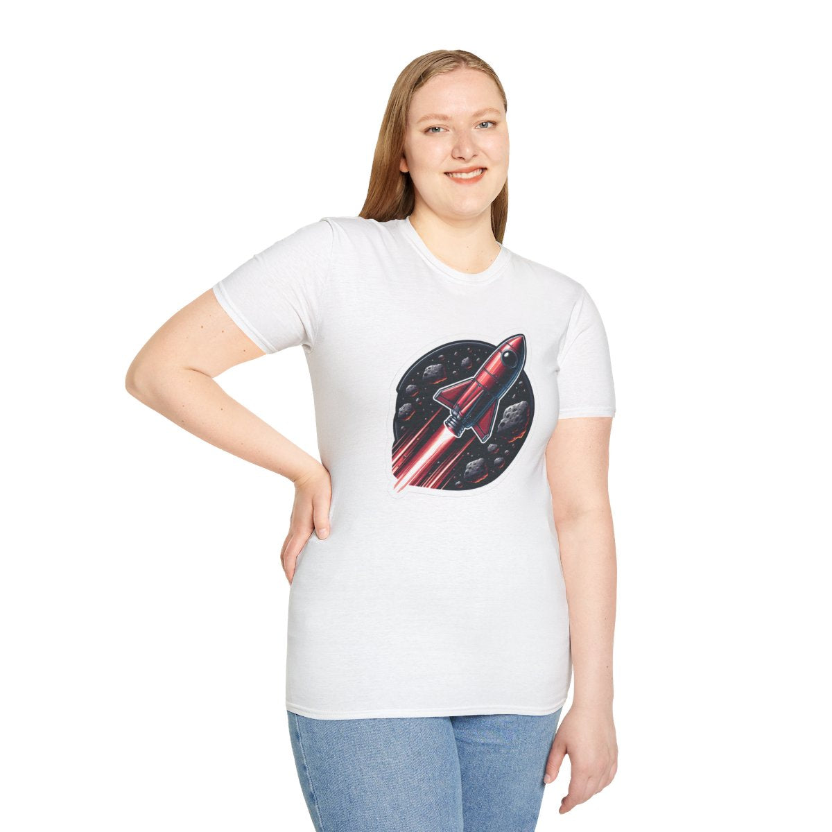 RealisticRetro Futuristic Rocketship Unique T-Shirt  Image 2